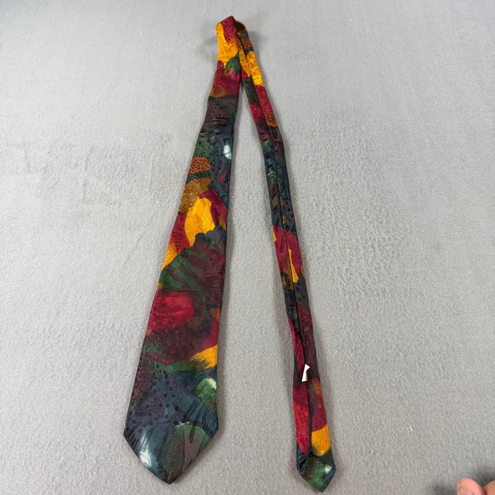 Policy Mens Abstract Geometric Necktie Multi-Color Painterly‎ Polyester USA Made